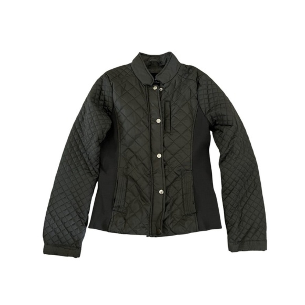 Me Jane Womens Quilted Jacket Oliveโ Green Snap Front Mock Neck Size Medium